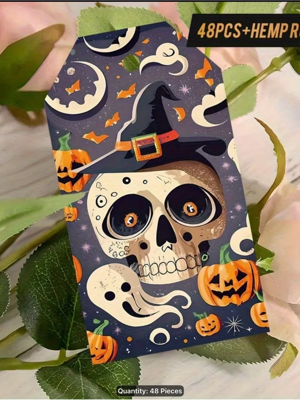 Halloween Skull & Pumpkin Gift Tags - 48 pcs set